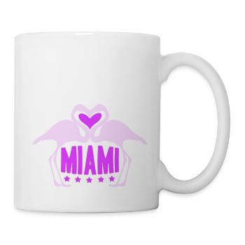 Miami USA 2 Flamingos Herz Vögel Amerika Florida - Tasse - Weiß - Rechts