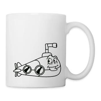 Lustiges U-Boot mit Gesicht Lächelt Comic Cartoon - Tasse - Weiß - Rechts