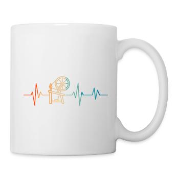 Retro Heartbeat Fiber Spinnrad - Geschenk - Tasse - Weiß - Rechts