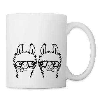 2 Llama Nerds Geeks Team Horn-rimmed Glasses Smart Grimace - Mug - white - Right