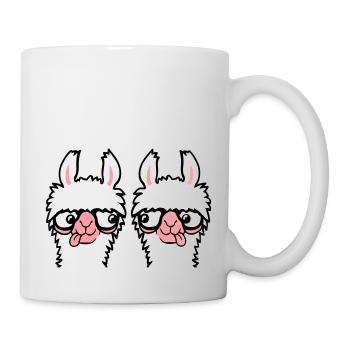 2 Llama Nerds Geeks Team Horn-rimmed Glasses Smart Grimace - Mug - white - Right