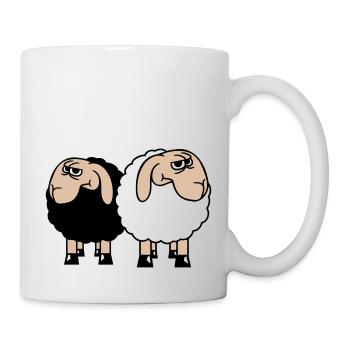 2 Sheep Look Skeptical Offended Friends Team - Mug - white - Right