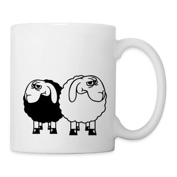 2 Sheep Look Skeptical Offended Friends Team - Mug - white - Right