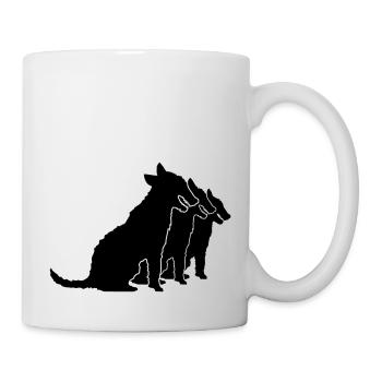 3 Hunde sitzen Team Crew Drei Freunde Silhouette - Tasse - Weiß - Rechts