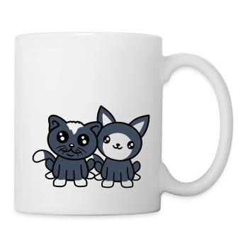 2 chats amis équipe équipage deux chatons de compagnie - Mug blanc - blanc - Droite