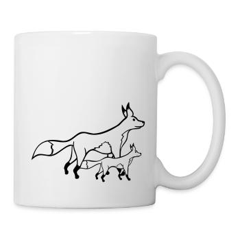 2 Foxes Mother Red Fox Little Child Father Mom - Mug - white - Right