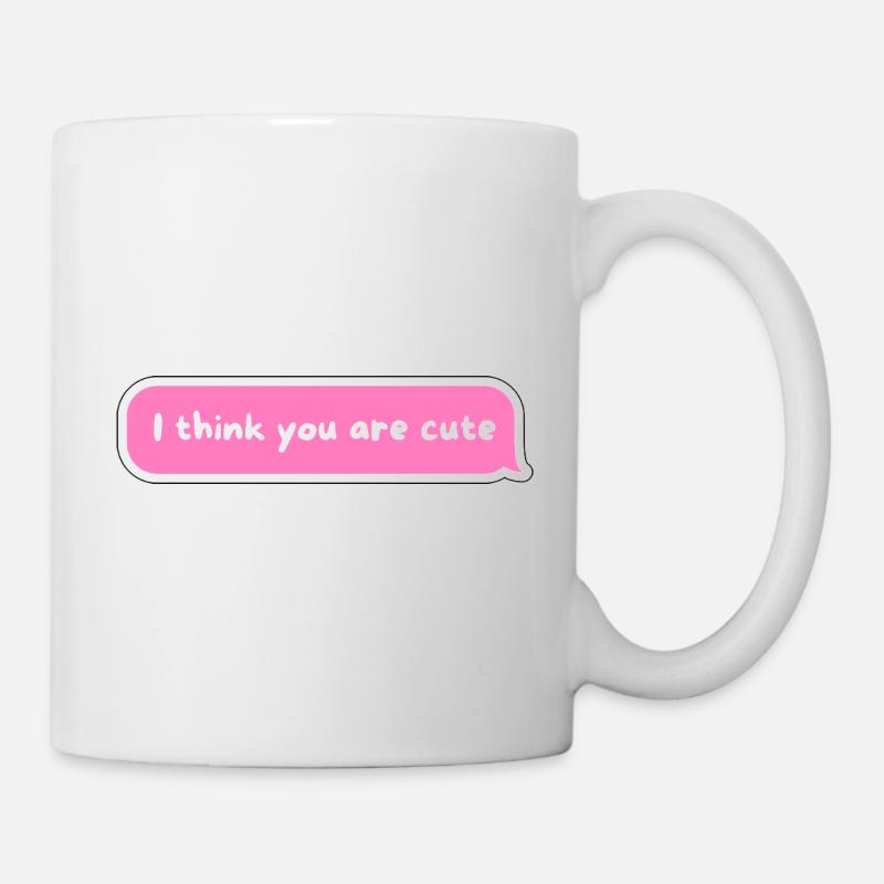 Je pense que tu es mignon - Conception de bulle rose - Mug blanc - blanc