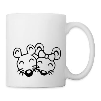 2 Mäuse Paar Zwei Verliebt Valentinstag Frau Mann - Tasse - Weiß - Rechts