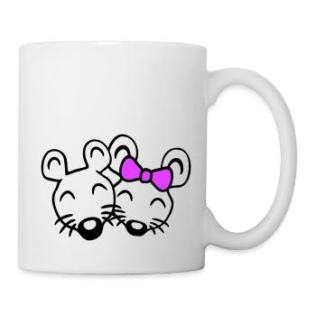 2 Mäuse Paar Zwei Verliebt Valentinstag Frau Mann - Tasse - Weiß - Rechts
