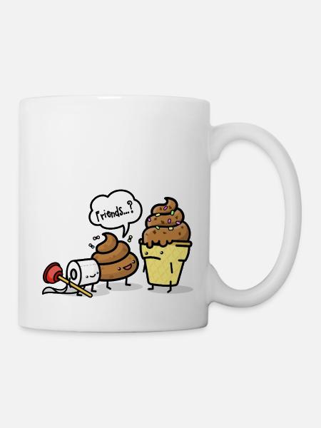 kawai poop pile and toilet roll meet soft cream - Mug - white