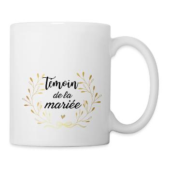 Témoin de la mariée couronne doré - Mug blanc - blanc - Droite