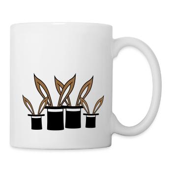 4 Hasen Familie Zylinder Hut zauber Trick 4 Kinder - Tasse - Weiß - Rechts