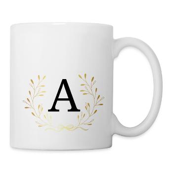 Buchstabe mit goldener Krone - Tasse - Weiß - Rechts