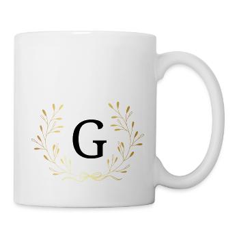 Lettre g couronne Floral doré - Mug blanc - blanc - Droite