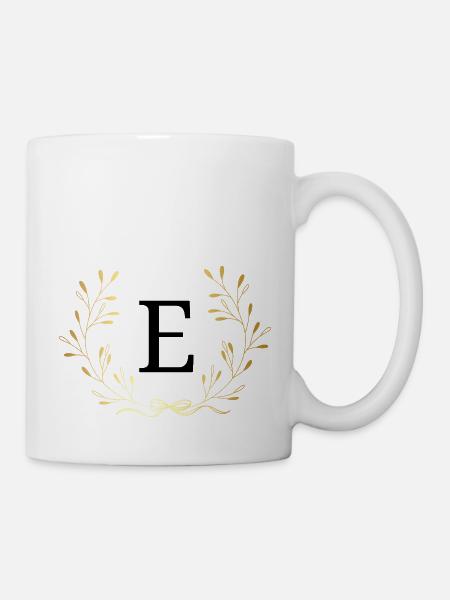 Buchstabe e Goldene Blumenkrone - Tasse - Weiß