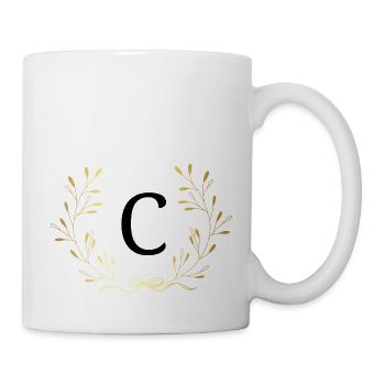 Buchstabe c Goldene Blumenkrone - Tasse - Weiß - Rechts