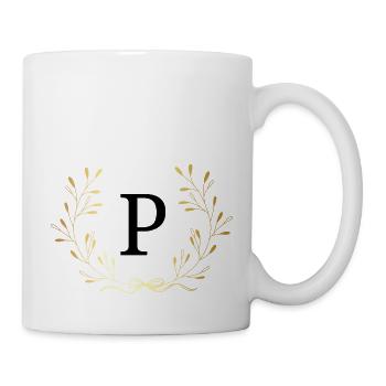 Buchstabe p Goldene Blumenkrone - Tasse - Weiß - Rechts