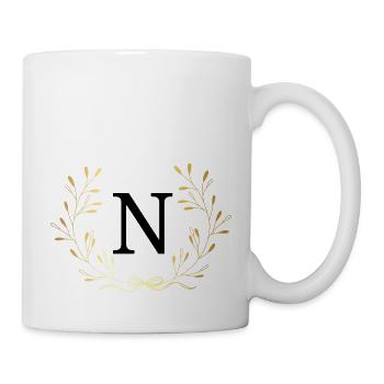 Lettre n couronne Floral doré - Mug blanc - blanc - Droite
