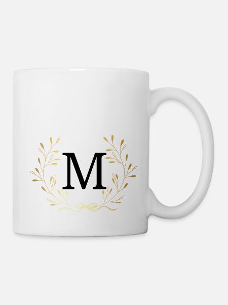 Buchstabe M Goldene Blumenkrone - Tasse - Weiß