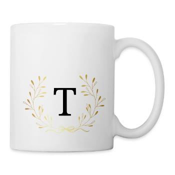 Lettre t couronne Floral doré - Mug blanc - blanc - Droite