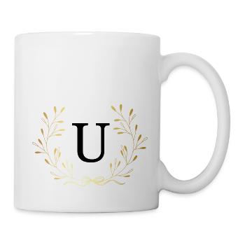 Buchstabe U Goldene Blumenkrone - Tasse - Weiß - Rechts