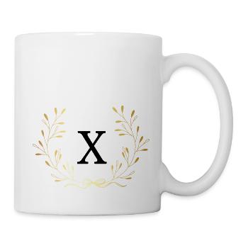 Buchstabe x Goldene Blumenkrone - Tasse - Weiß - Rechts