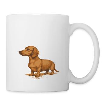 Brauner Dackel - Tasse - Weiß - Rechts