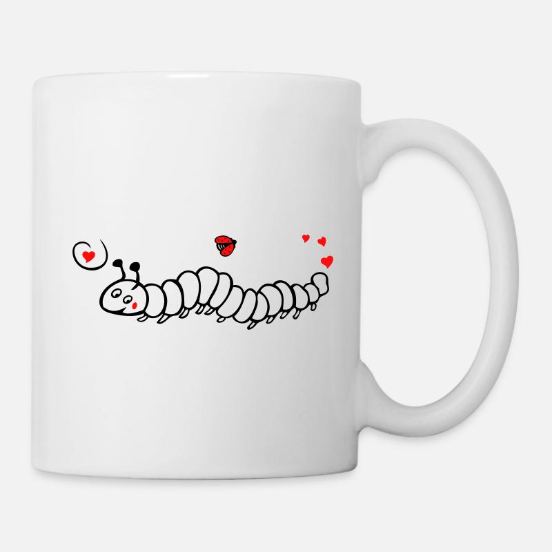 Raupe mit Marienkäfer Frühling - Tasse - Weiß