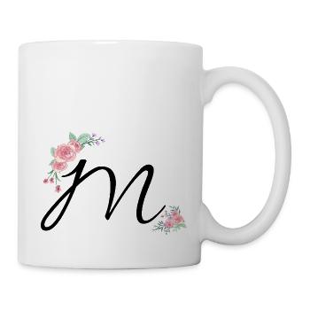 Buchstabe m Blumen - Tasse - Weiß - Rechts