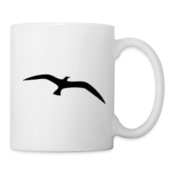 Seagull Bird Flying Seabird Silhouette Outline Beautiful - Mug - white - Right