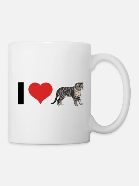I love Scottish Fold - Cute Cat Sticker - Tasse - Weiß