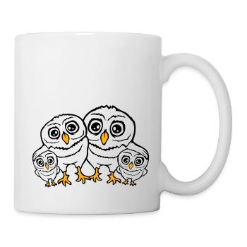 4 Owls Dad Mom Child Baby Family Mother Father - Mug - white - Right