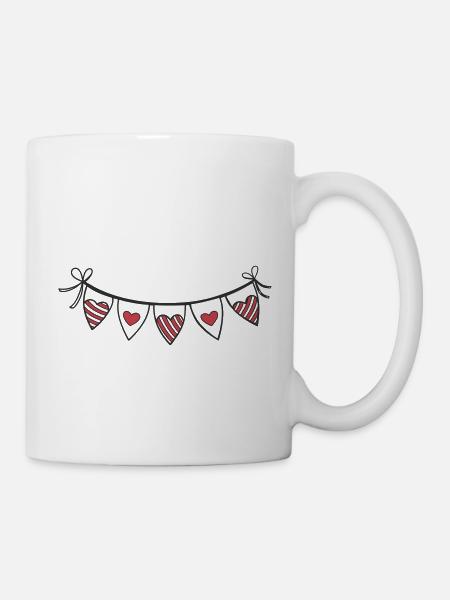Herzgirlande Herzen - Tasse - Weiß