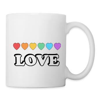 Liebe Regenbogenherzen - Tasse - Weiß - Rechts