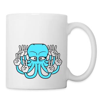 Kraken Peace Signe de la main Symbole de la victoire Mains Fun - Mug blanc - blanc - Droite