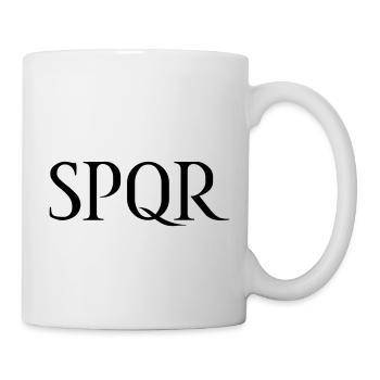 SPQR Schriftzug Vektor Dunkel - Tasse - Weiß - Rechts