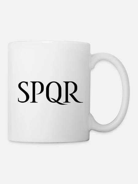 SPQR Schriftzug Vektor Dunkel - Tasse - Weiß