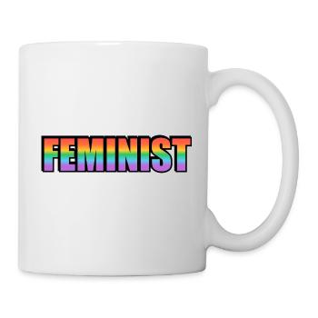 Vibrant Feminist Rainbow Typography Design - Mug - white - Right