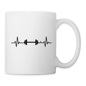 Heartbeat-Design mit Hantel - Tasse - Weiß - Rechts
