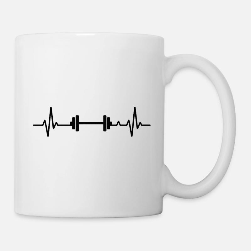 Heartbeat-Design mit Hantel - Tasse - Weiß