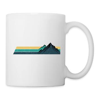 Rétro montagne coucher de soleil rayures - Mug blanc - blanc - Droite