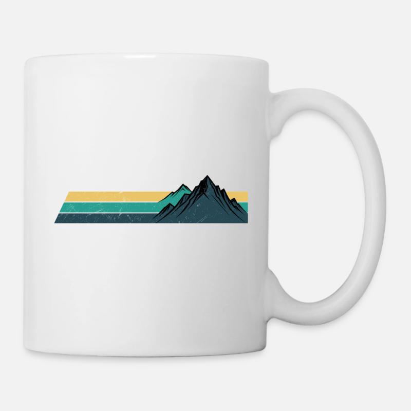 Rétro montagne coucher de soleil rayures - Mug blanc - blanc
