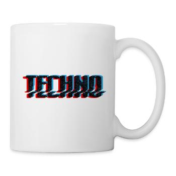 Techno Blue Neon Overprint Typografie - Tasse - Weiß - Rechts
