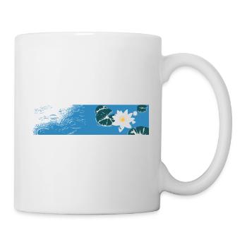 Blaue Seerose auf dem Wasser - Tasse - Weiß - Rechts
