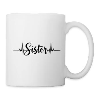 Sister lettering with heartbeat - Mug - white - Right