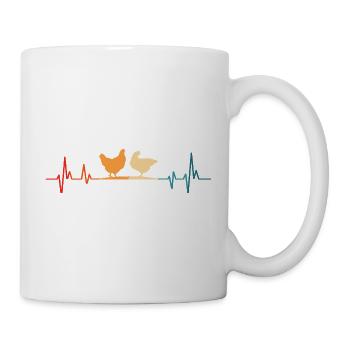 Chicken Retro Heartbeat Chickens - Tasse - Weiß - Rechts