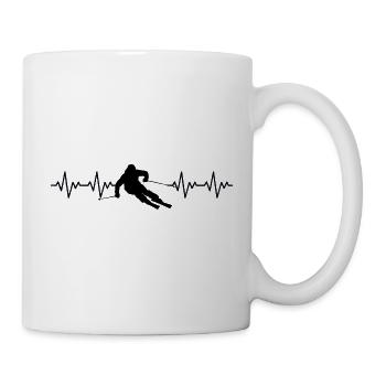 Skieur Skieur Ski ECG Battement de cœur - Mug blanc - blanc - Droite