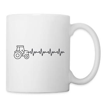 Traktor Bauer EKG Herzschlag - Tasse - Weiß - Rechts