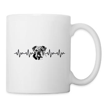 Bulldogge EKG Herzschlag - Tasse - Weiß - Rechts