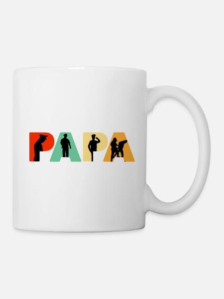 Papa Polizeibeamter Polizei-Silhouette - Tasse - Weiß